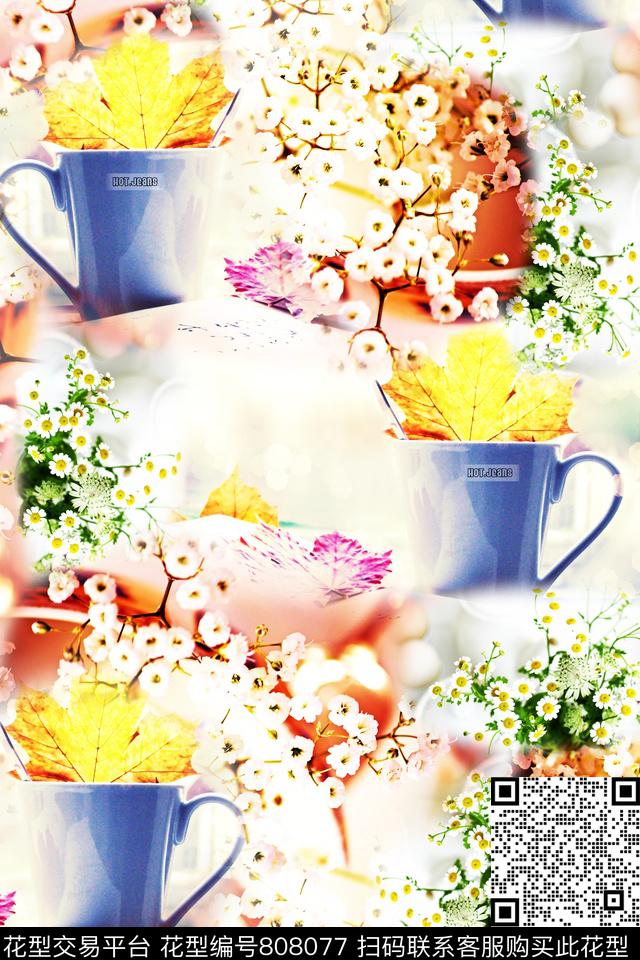 HOT390.jpg - 808077 - 趣味 景物 杯子 - 数码印花花型 － 女装花型设计 － 瓦栏