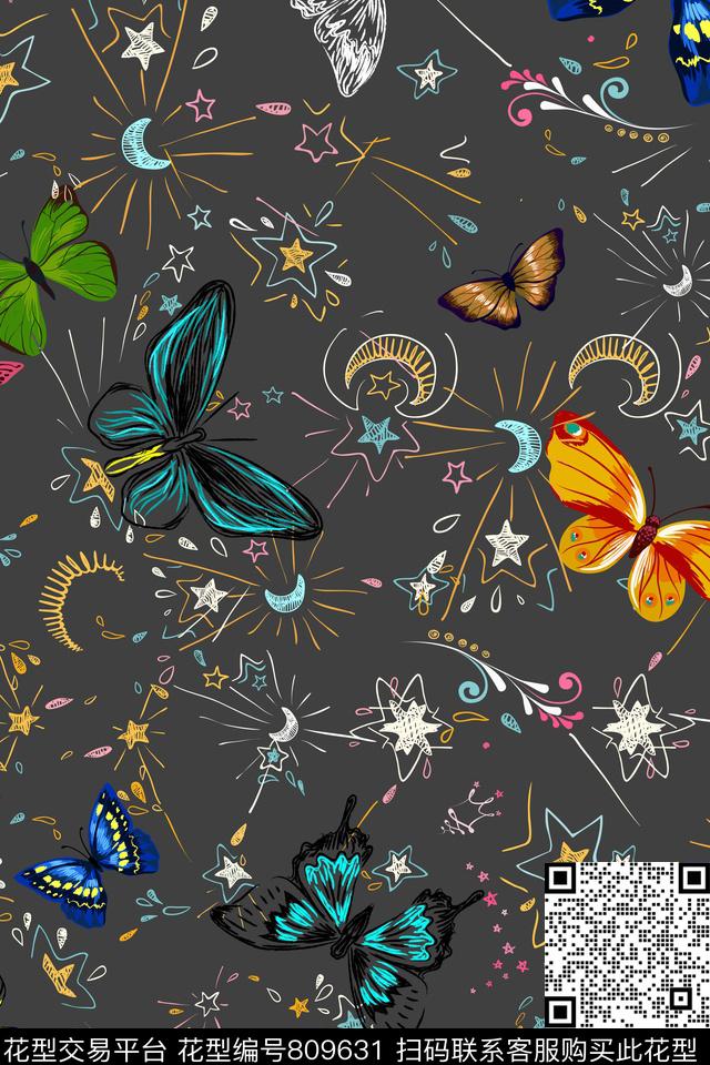 20170321002.jpg - 809631 - 小碎花 蝴蝶 动物 - 传统印花花型 － 女装花型设计 － 瓦栏