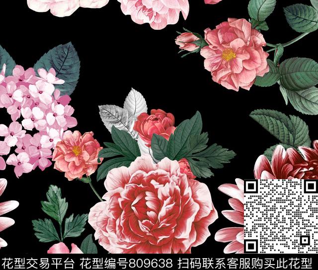 0913.tif - 809638 - 佩斯利 欧式 欧美 - 数码印花花型 － 女装花型设计 － 瓦栏