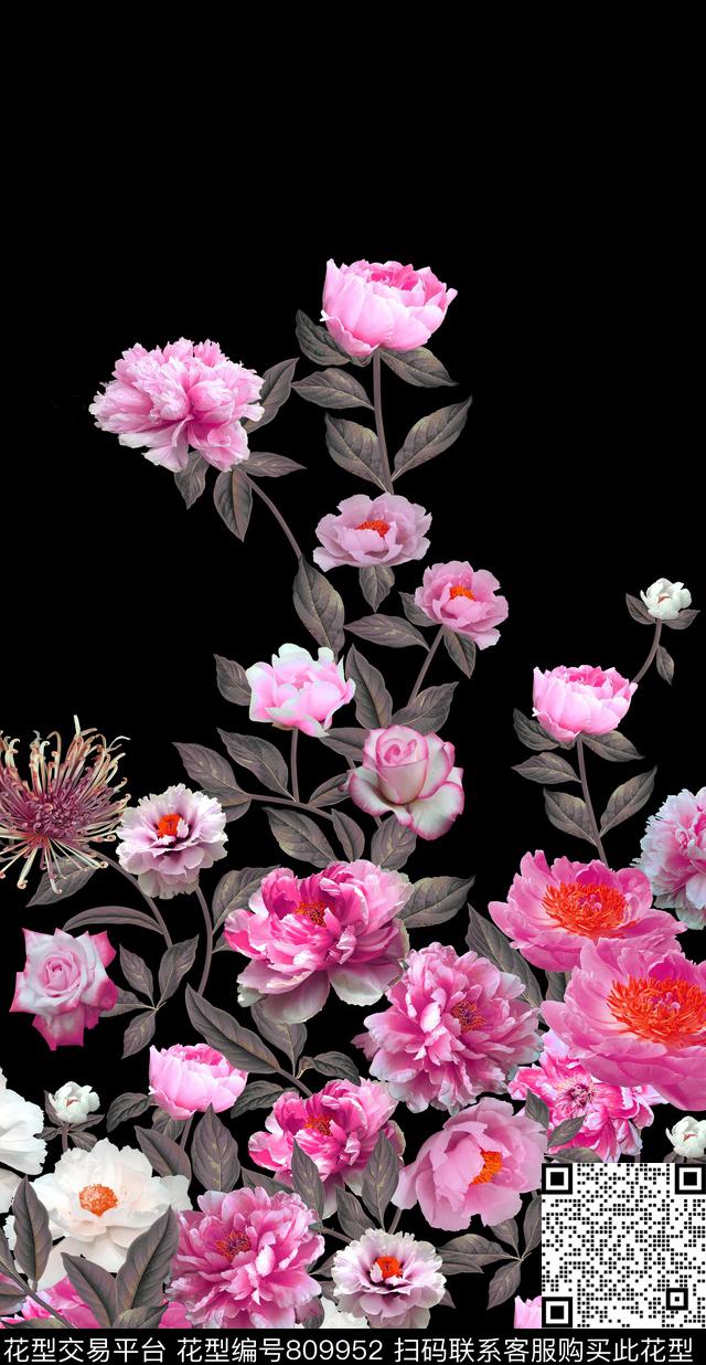 0703005.jpg - 809952 - 乱花 手绘 花朵 - 数码印花花型 － 女装花型设计 － 瓦栏