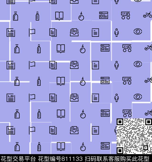 蓝纹格子.bmp - 811133 - 解构 十字 小方块 - 数码印花花型 － 男装花型设计 － 瓦栏