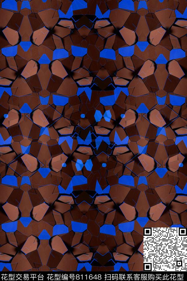 立体色块.tif - 811648 - 不规则几何 三角形 几何 - 传统印花花型 － 男装花型设计 － 瓦栏
