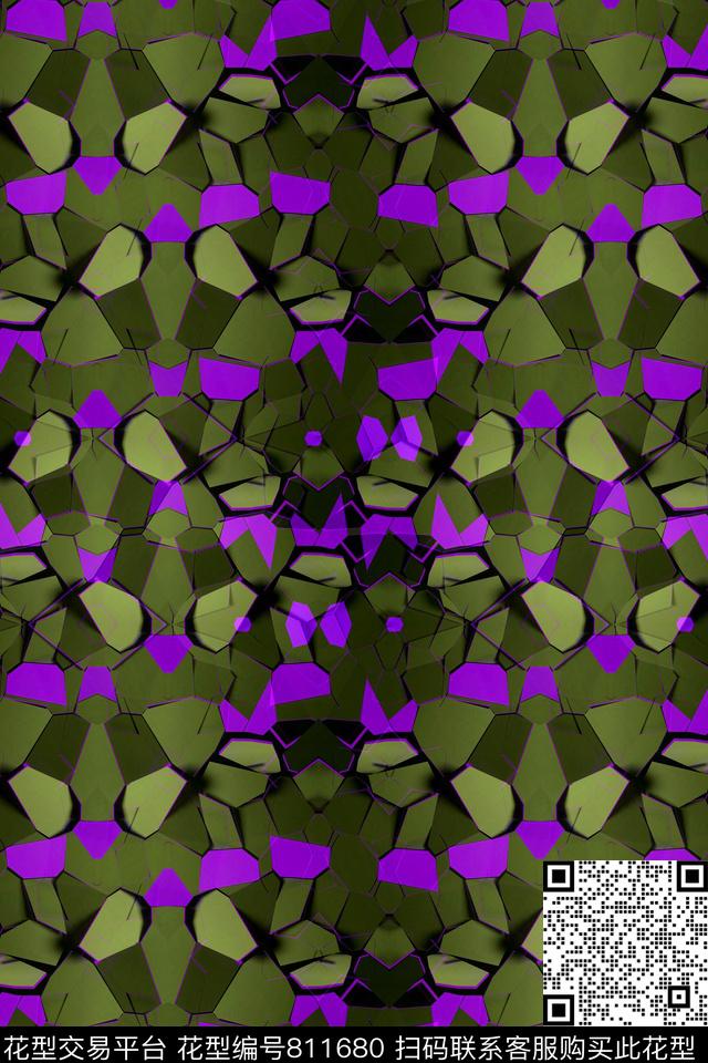 立体色块.tif - 811680 - 不规则几何 三角形 几何 - 传统印花花型 － 男装花型设计 － 瓦栏