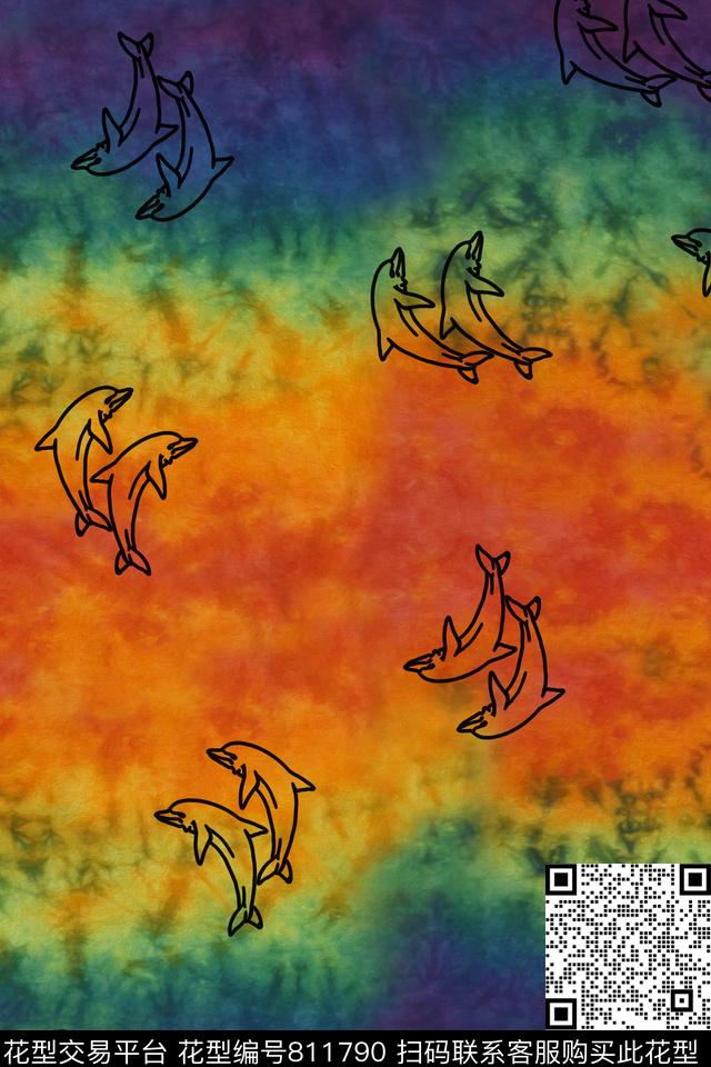 170323-02-02.jpg - 811790 - 海豚 印染 油画 - 数码印花花型 － 女装花型设计 － 瓦栏