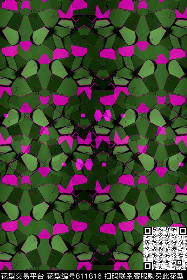 立体色块.tif - 811816 - 不规则几何 三角形 几何 - 传统印花花型 － 男装花型设计 － 瓦栏