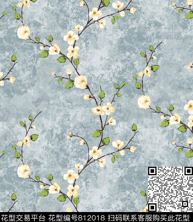 YJH170323a.jpg - 812018 - 花卉 墙纸 女装 - 传统印花花型 － 长巾花型设计 － 瓦栏