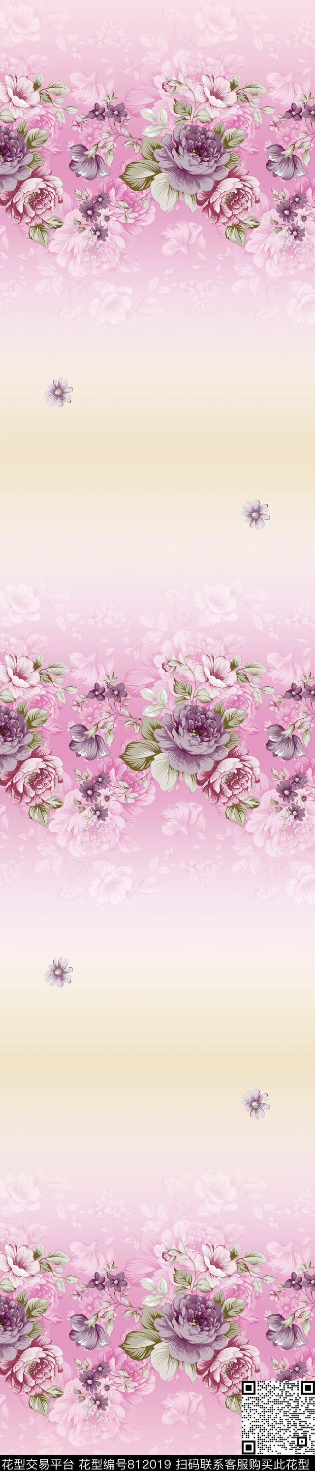 YJH170323b.jpg - 812019 - 花朵 窗帘 花卉 - 传统印花花型 － 窗帘花型设计 － 瓦栏