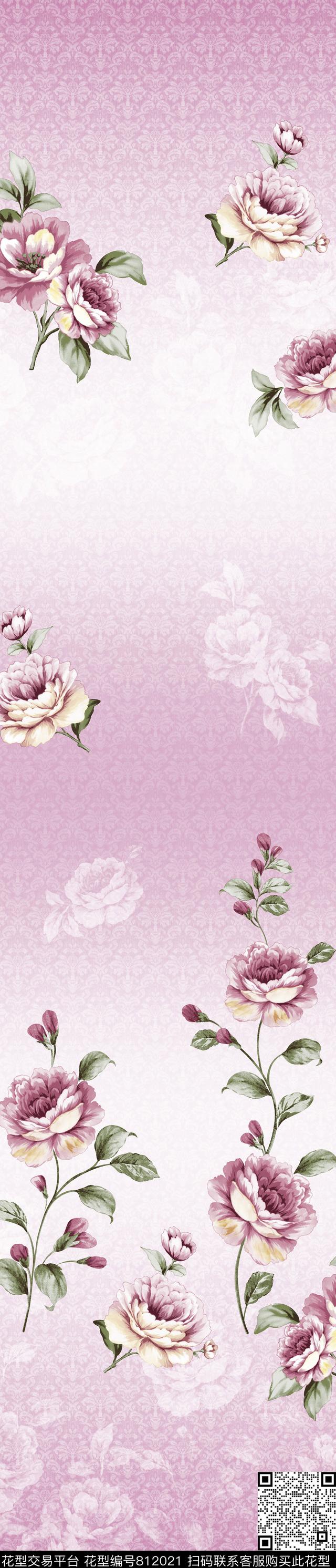 YJH170323c.jpg - 812021 - 牡丹 花卉 窗帘 - 传统印花花型 － 窗帘花型设计 － 瓦栏