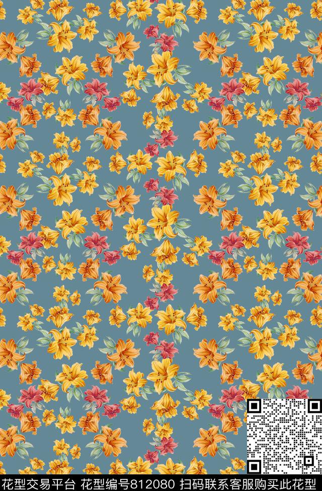 170323 11100(传统花卉)-2-1.jpg - 812080 - 扶桑花组合 红色扶桑花 植物花卉 - 传统印花花型 － 女装花型设计 － 瓦栏