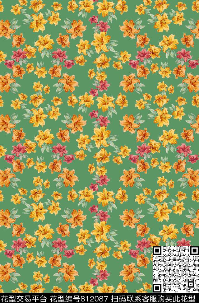 170323 11100(传统花卉)-2-2.jpg - 812087 - 扶桑花组合 红色扶桑花 植物花卉 - 传统印花花型 － 女装花型设计 － 瓦栏