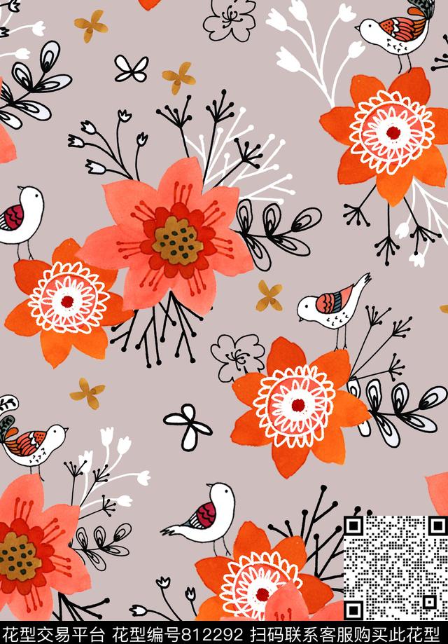 5.jpg - 812292 - 卡通 小花 小鸟 - 数码印花花型 － 童装花型设计 － 瓦栏