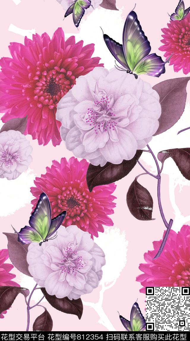 20173233.jpg - 812354 - 创意服装面料 创意图案设计 花卉 - 数码印花花型 － 女装花型设计 － 瓦栏