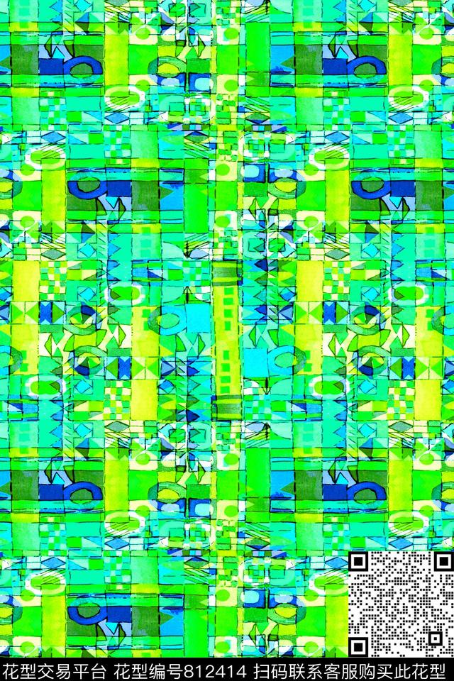 彩色条纹.tif - 812414 - 块面 色块 不规则几何 - 数码印花花型 － 男装花型设计 － 瓦栏
