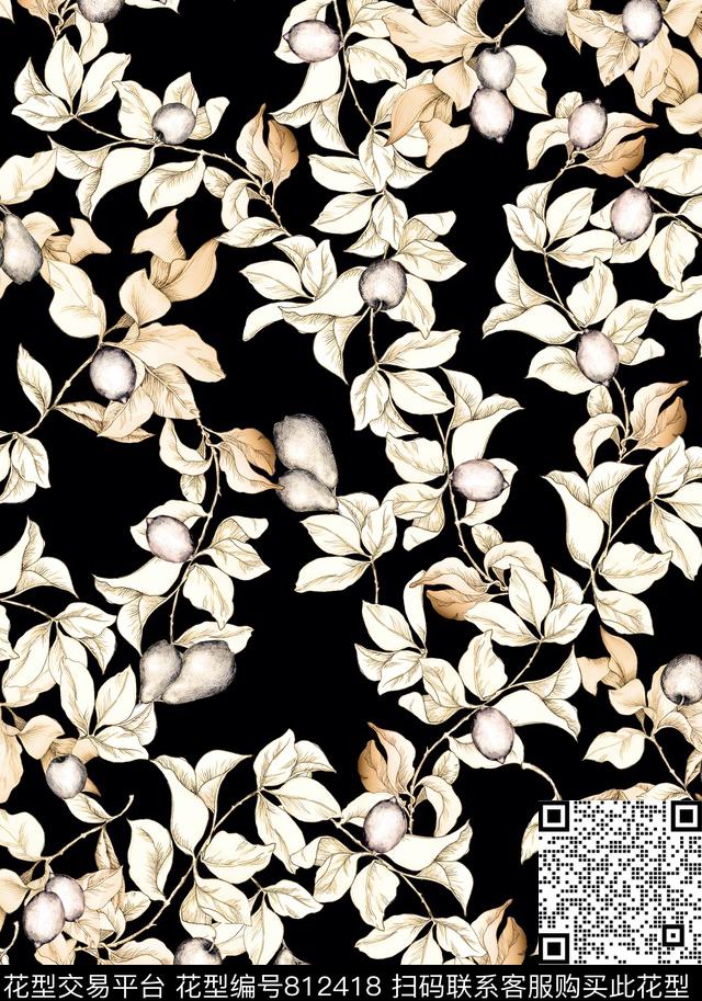 170223-2.jpg - 812418 - 抽象树叶 花卉 手绘 - 传统印花花型 － 女装花型设计 － 瓦栏