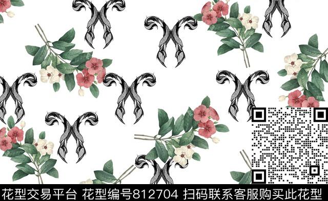 hyl0182.jpg - 812704 - 花朵 大花 几何 - 数码印花花型 － 女装花型设计 － 瓦栏