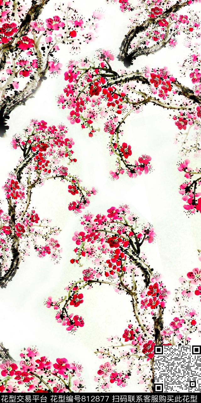 x-193.jpg - 812877 - 水彩 手绘 花卉 - 数码印花花型 － 女装花型设计 － 瓦栏