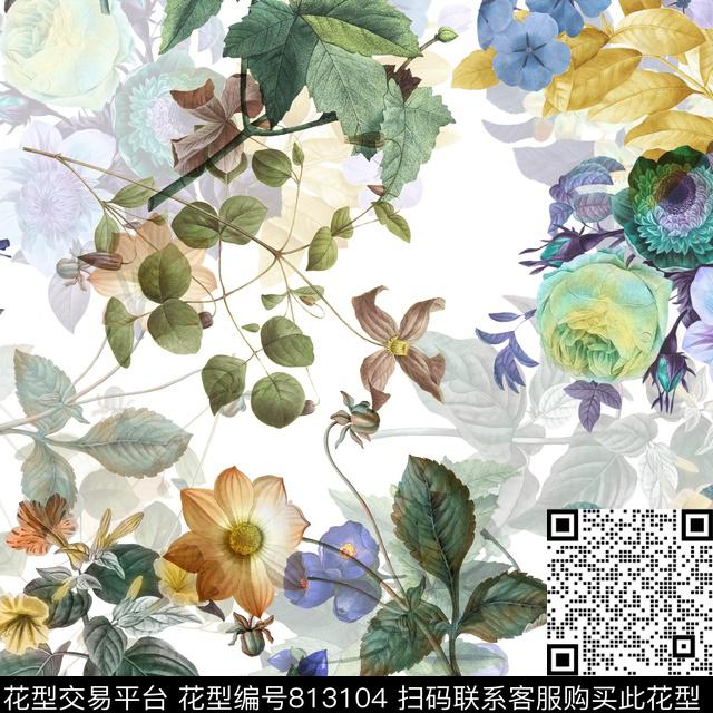 170324-3.tif - 813104 - 叶子 多彩 乱花 - 数码印花花型 － 女装花型设计 － 瓦栏