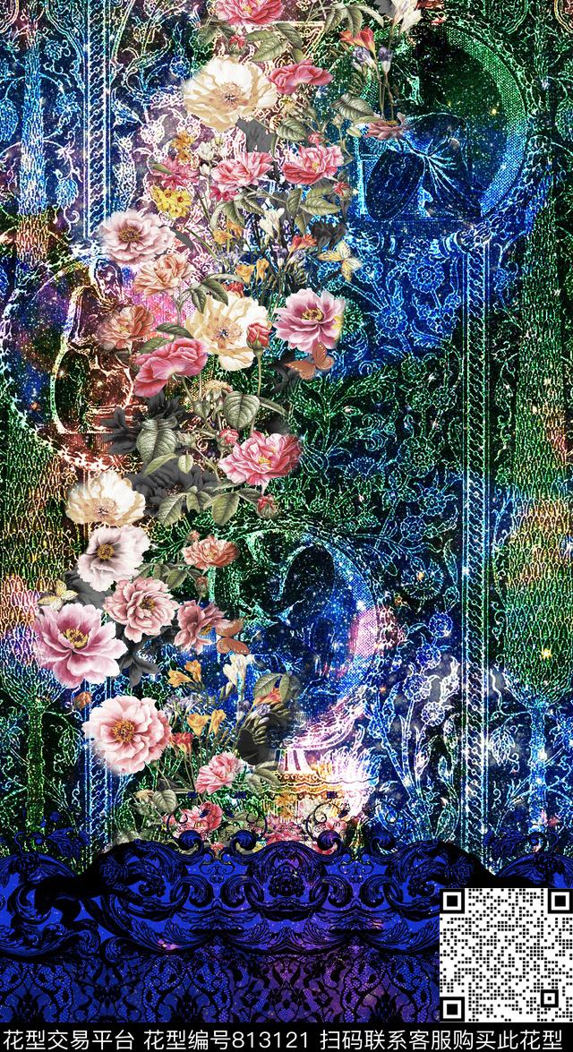 DG14-597_P.tif - 813121 - 花卉 花朵 牡丹 - 数码印花花型 － 女装花型设计 － 瓦栏