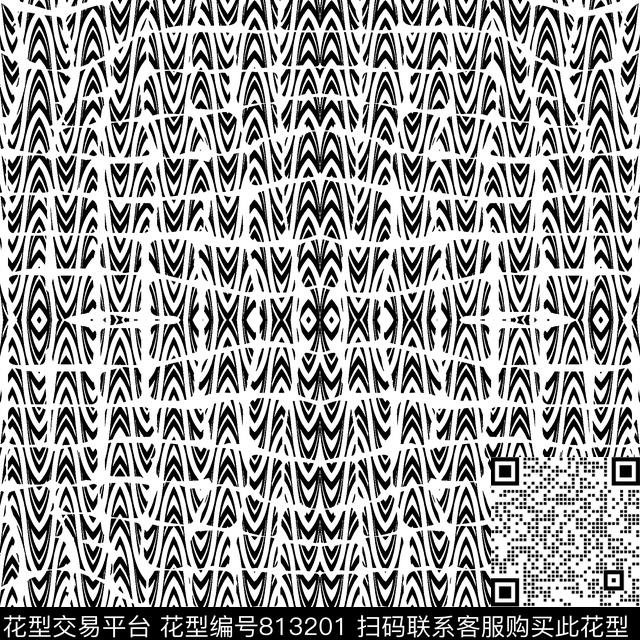 TEXTURE 10.jpg - 813201 - 黑白花 色块 印象 - 传统印花花型 － 沙发布花型设计 － 瓦栏