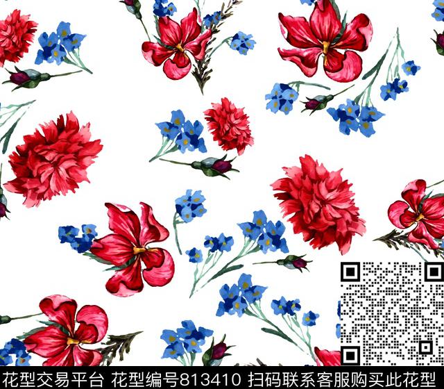 170219-1.tif - 813410 - 绣球花 雏菊 花朵 - 数码印花花型 － 女装花型设计 － 瓦栏