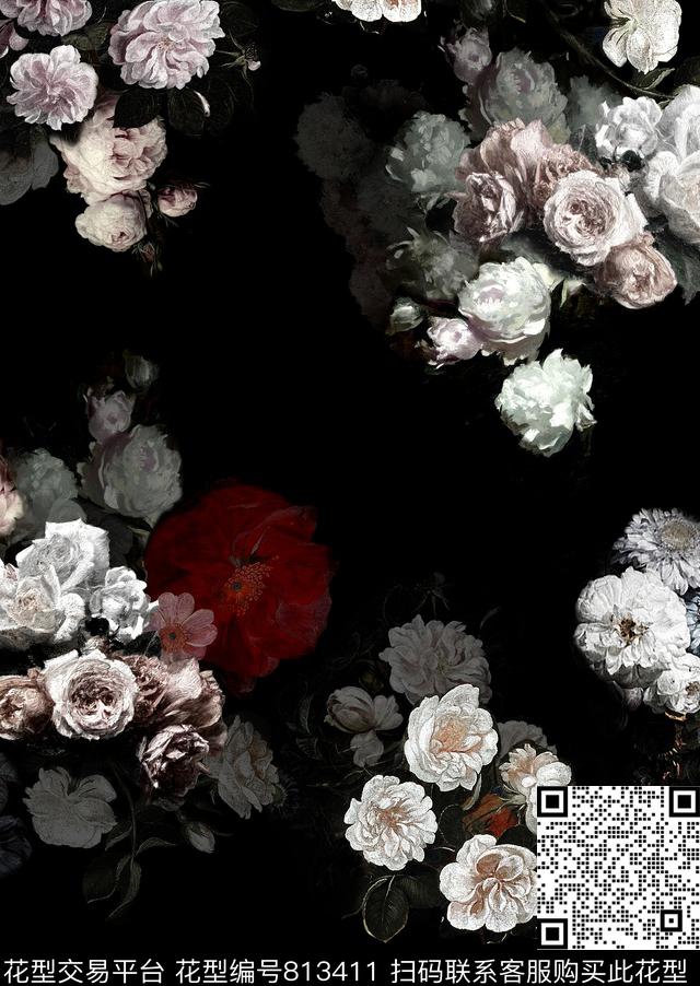 她说-01.jpg - 813411 - 复古欧式油画花卉 玫瑰花卉 手绘油画 - 数码印花花型 － 女装花型设计 － 瓦栏