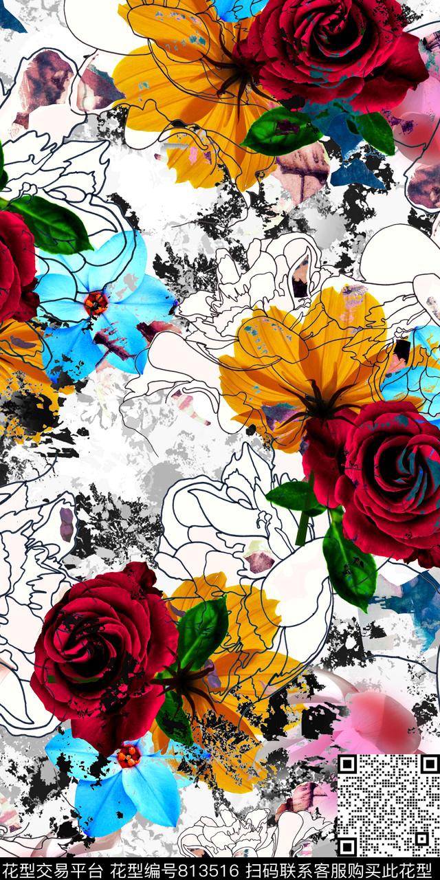 17324-2.jpg - 813516 - 花朵 花卉 纹理 - 数码印花花型 － 女装花型设计 － 瓦栏
