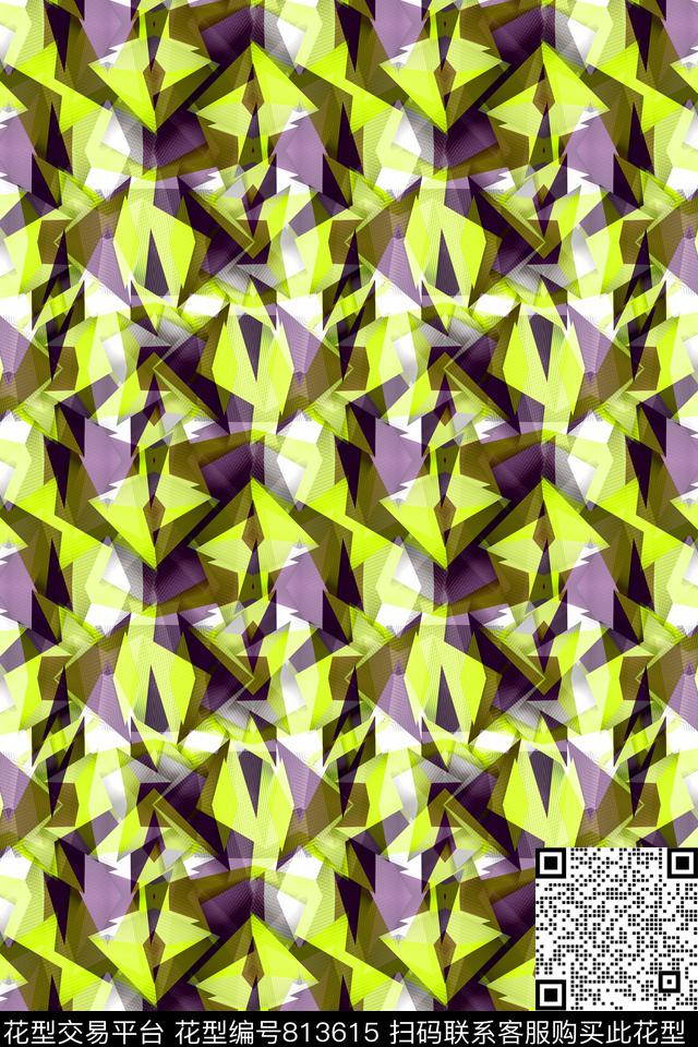 色块几何.tif - 813615 - 色块 菱形 不规则几何 - 传统印花花型 － 男装花型设计 － 瓦栏