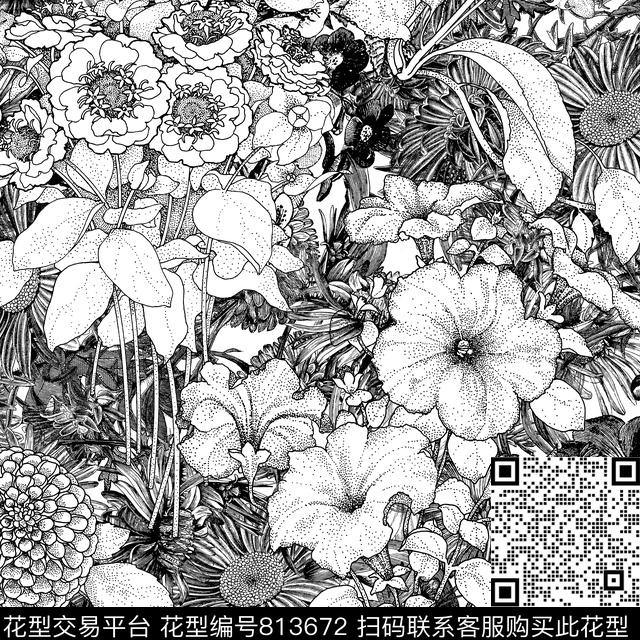 170315-2.tif - 813672 - 花朵 乱花 植物 - 传统印花花型 － 女装花型设计 － 瓦栏