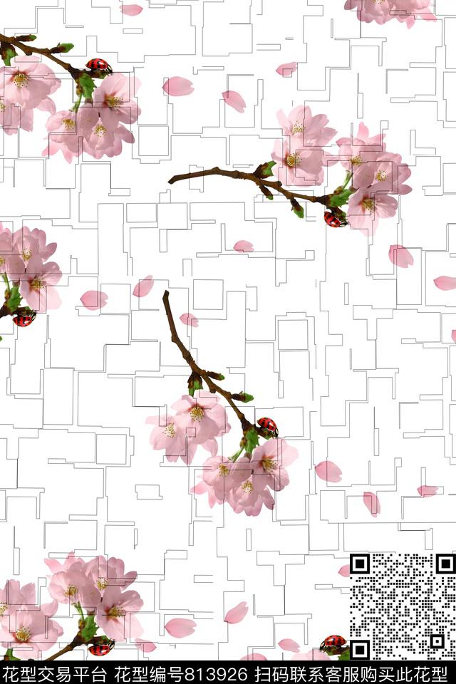 桃花——粉.jpg - 813926 - 大花 花朵 花卉 - 传统印花花型 － 女装花型设计 － 瓦栏