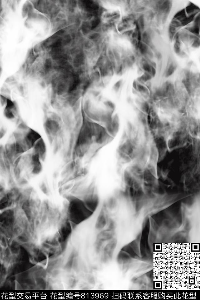 烟雾纹理_黑色.jpg - 813969 - 纹理 烟雾 抽象 - 数码印花花型 － 男装花型设计 － 瓦栏