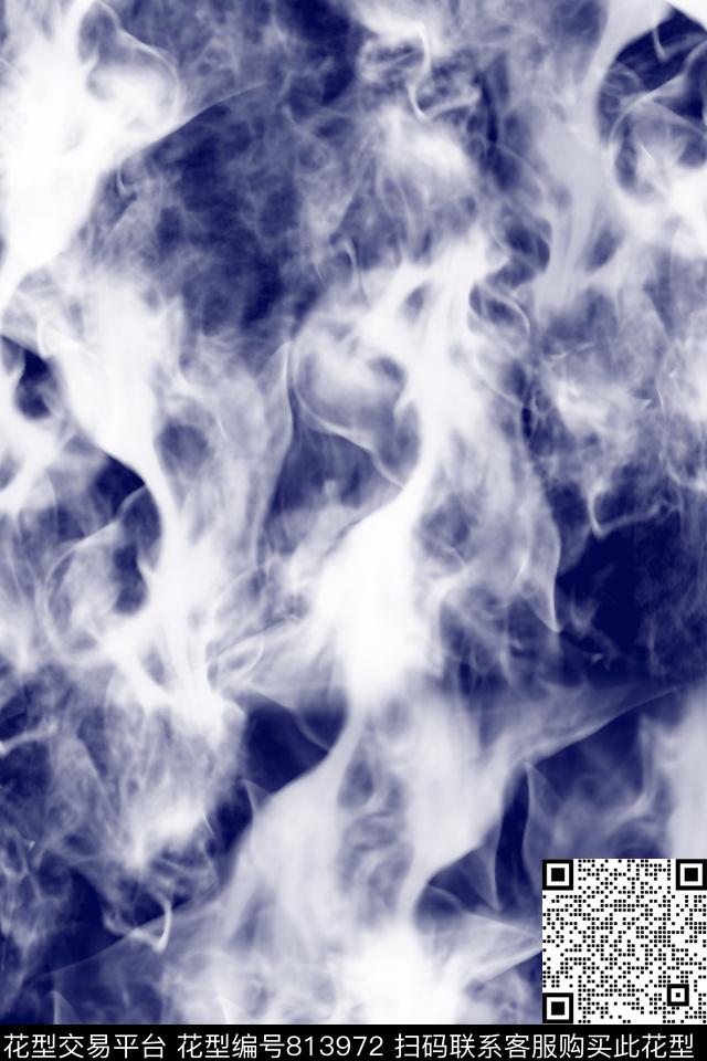 烟雾纹理_蓝.jpg - 813972 - 纹理 烟雾 抽象 - 数码印花花型 － 男装花型设计 － 瓦栏
