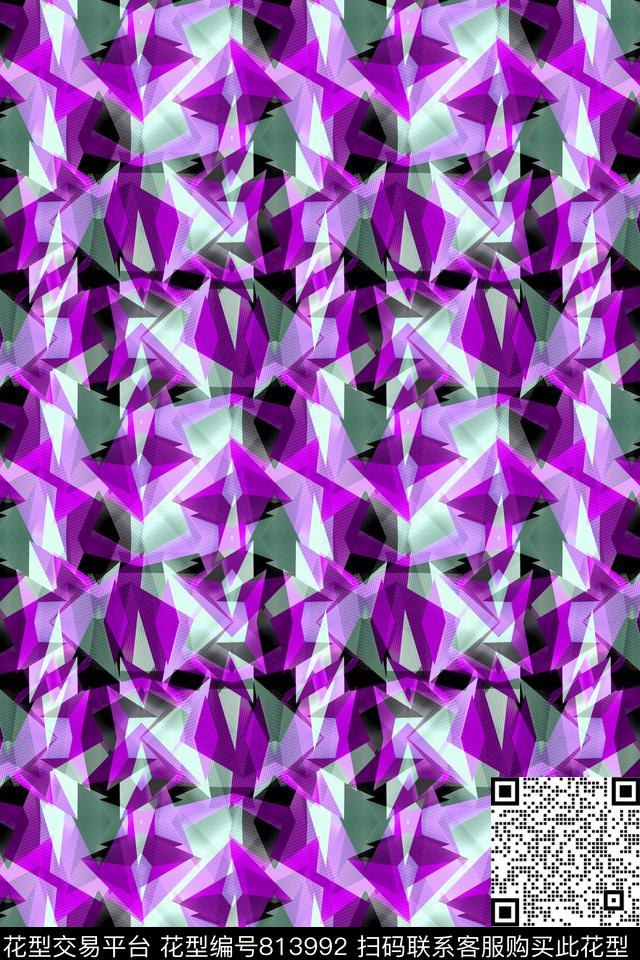 色块几何.tif - 813992 - 色块 菱形 不规则几何 - 传统印花花型 － 男装花型设计 － 瓦栏