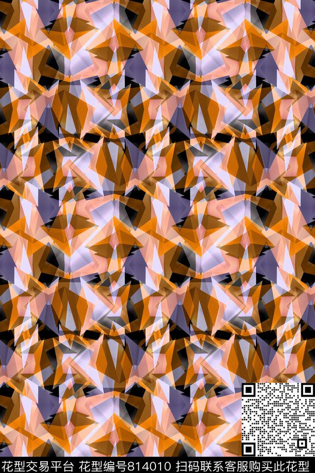 色块几何.tif - 814010 - 色块 菱形 不规则几何 - 传统印花花型 － 男装花型设计 － 瓦栏