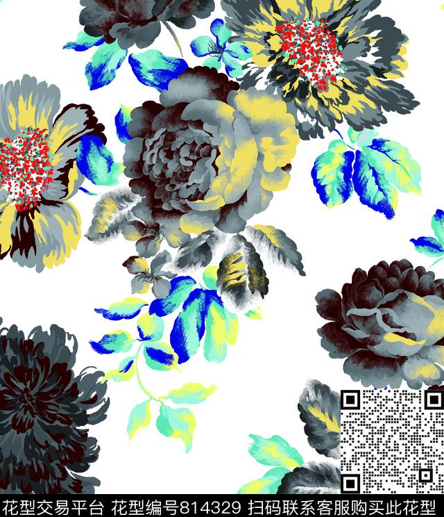 玫丽-2.tif - 814329 - 大花 花瓣 花卉 - 传统印花花型 － 女装花型设计 － 瓦栏
