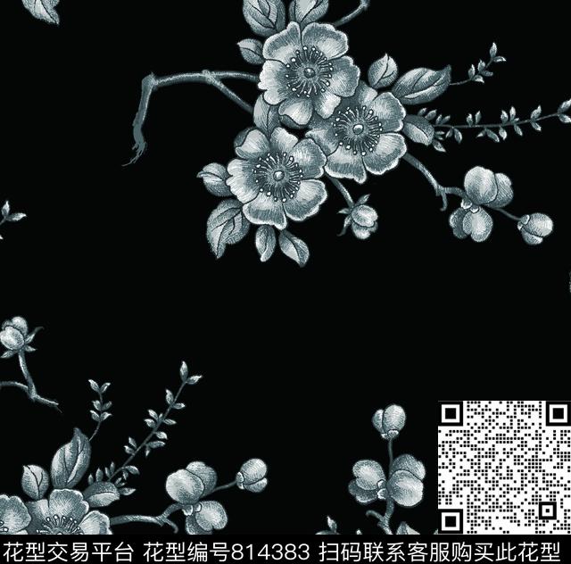 青客-1.tif - 814383 - 大花 花瓣 花卉 - 传统印花花型 － 女装花型设计 － 瓦栏