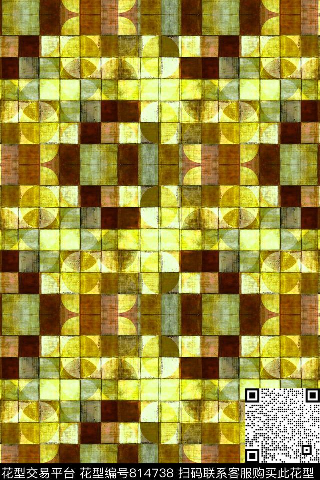 格子衫方格.tif - 814738 - 不规则几何 方格 色块 - 数码印花花型 － 男装花型设计 － 瓦栏