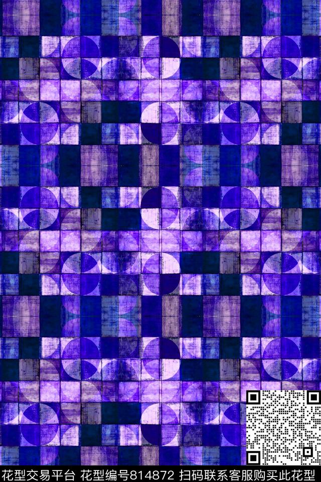 格子衫方格.tif - 814872 - 不规则几何 方格 色块 - 数码印花花型 － 男装花型设计 － 瓦栏