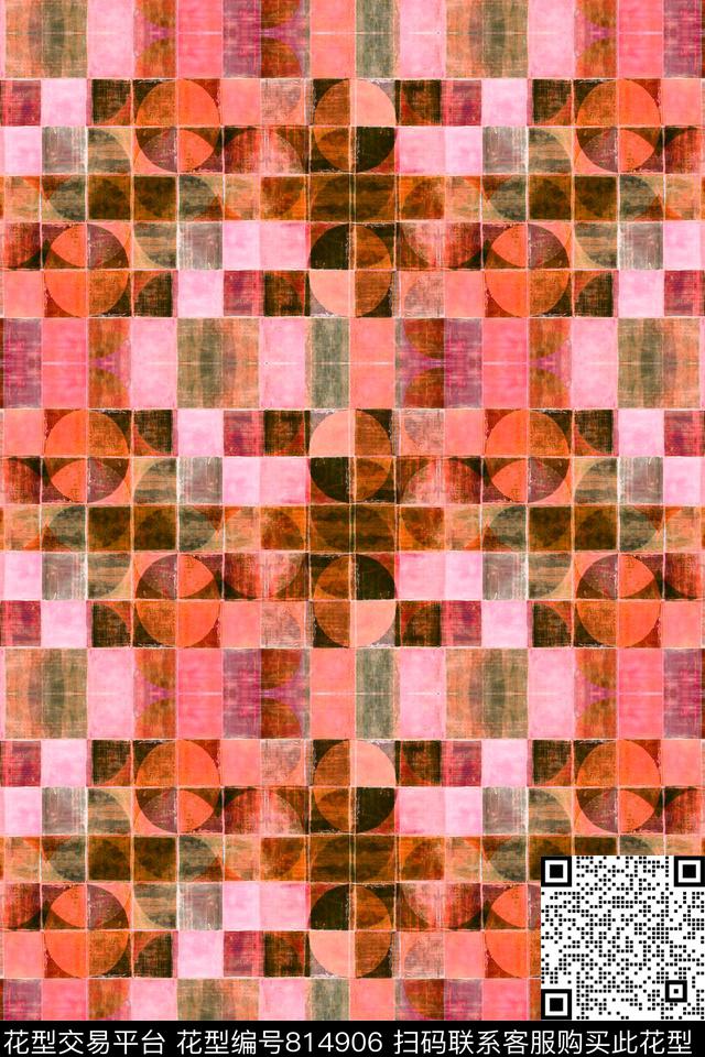 格子衫方格.tif - 814906 - 不规则几何 方格 色块 - 数码印花花型 － 男装花型设计 － 瓦栏