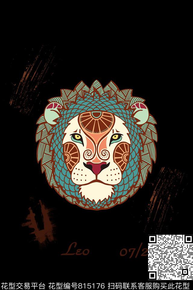 2017010.jpg - 815176 - 男装 狮子头 动物纹 - 传统印花花型 － 男装花型设计 － 瓦栏
