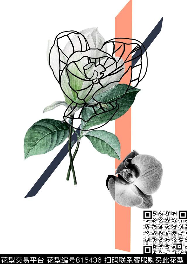 花朵2.jpg - 815436 - 优雅 玉兰花 花朵 - 数码印花花型 － 女装花型设计 － 瓦栏