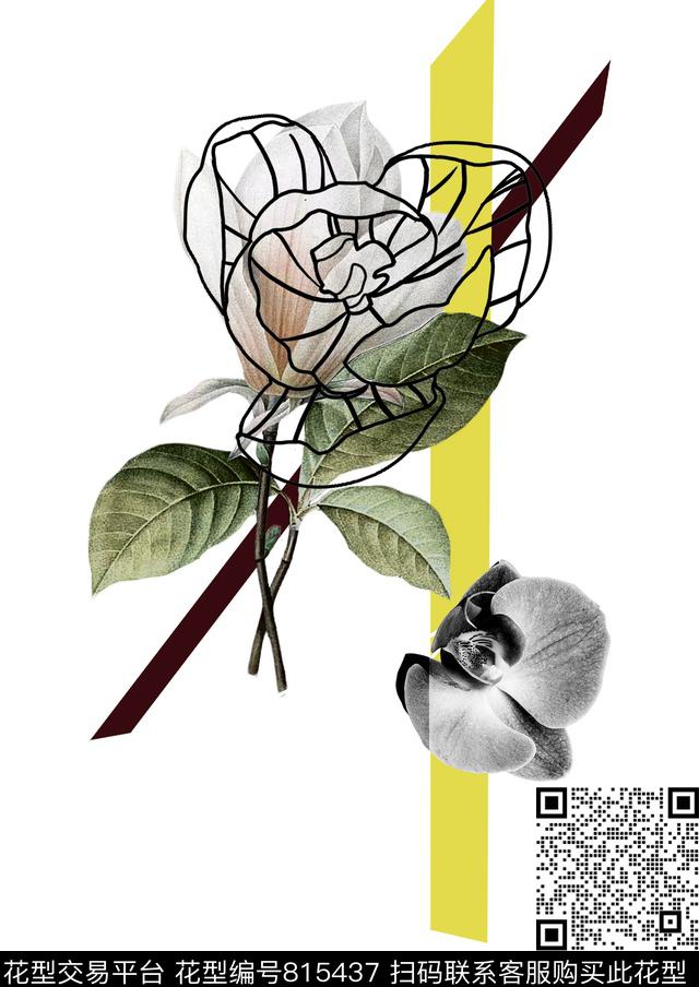 花朵3.jpg - 815437 - 优雅 玉兰花 花朵 - 数码印花花型 － 女装花型设计 － 瓦栏