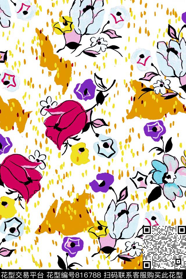 0329-2-1.jpg - 816788 - 花瓣 花朵 花卉 - 传统印花花型 － 女装花型设计 － 瓦栏