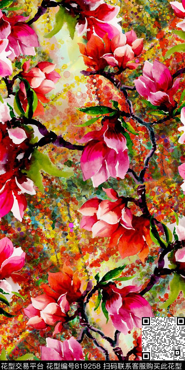 h164.jpg - 819258 - 数码花 花朵 花卉 - 数码印花花型 － 女装花型设计 － 瓦栏