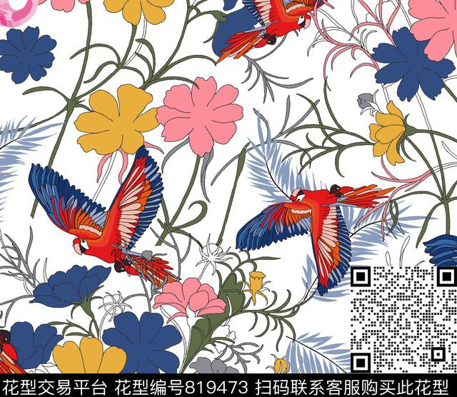 花卉女.jpg - 819473 - 花朵 手绘 女装花型 - 传统印花花型 － 女装花型设计 － 瓦栏