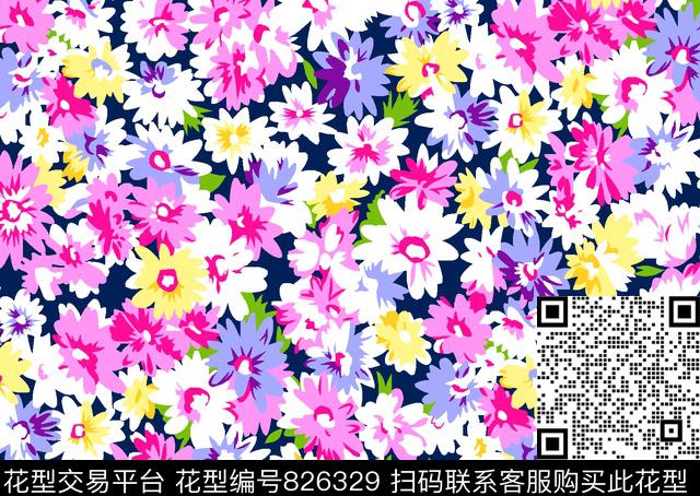 07456.tif - 826329 - 小碎花 花卉 少女衣裙系列 - 传统印花花型 － 泳装花型设计 － 瓦栏