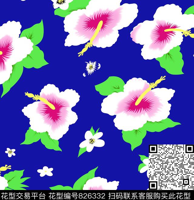 07459.tif - 826332 - 花卉 少女衣裙系列 大花 - 传统印花花型 － 泳装花型设计 － 瓦栏