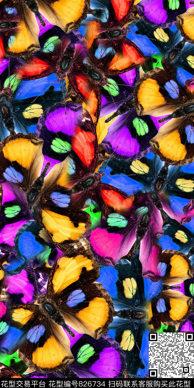 1704-16.jpg - 826734 - 蝴蝶 数码 多色 - 数码印花花型 － 女装花型设计 － 瓦栏