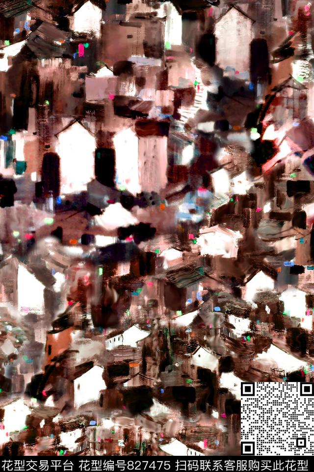 20170401-2.jpg - 827475 - 国画 中国 水墨建筑 - 数码印花花型 － 女装花型设计 － 瓦栏