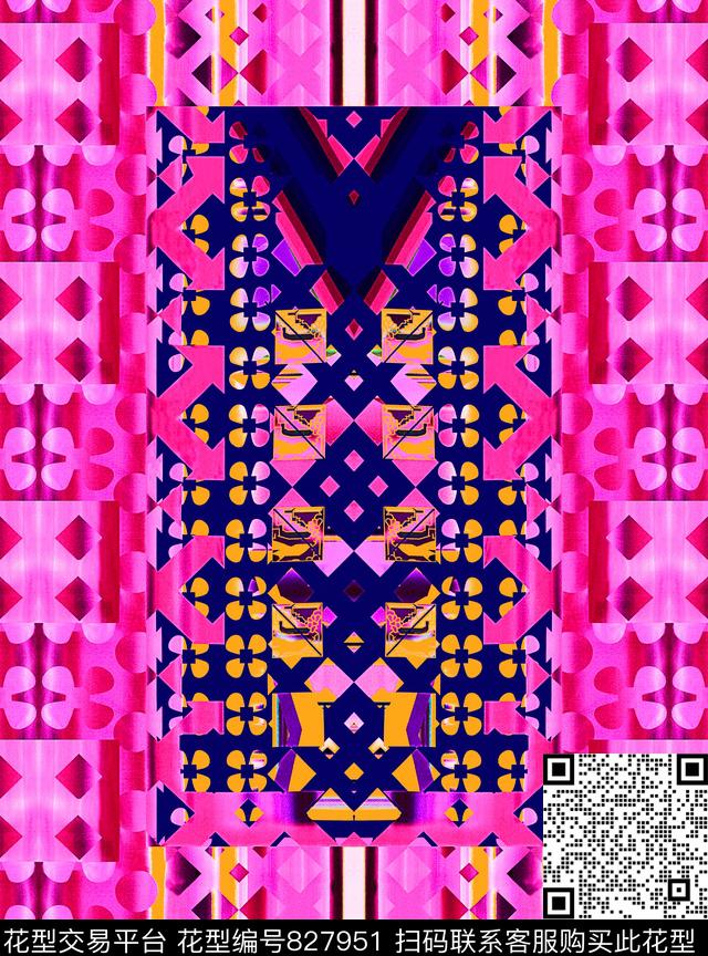 DG54-1122_P.tif - 827951 - 民族风 地毯 图腾 - 数码印花花型 － 女装花型设计 － 瓦栏