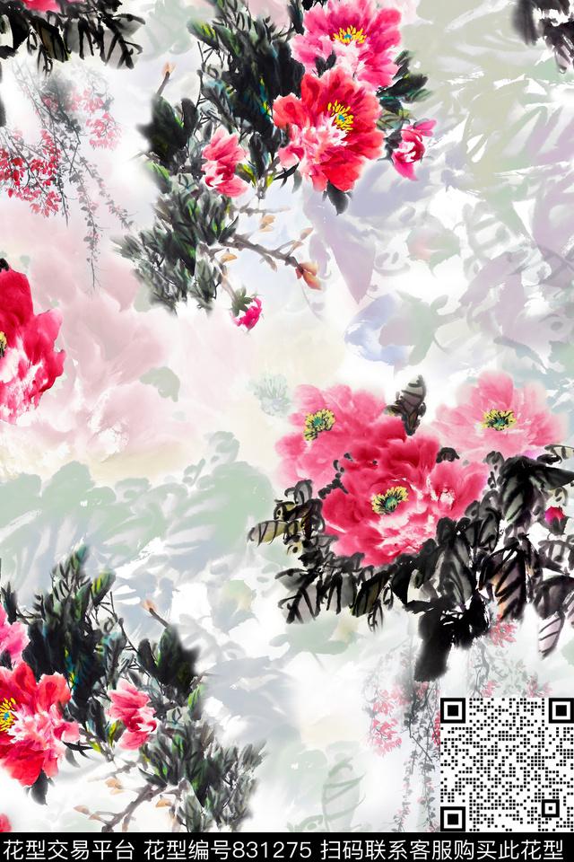 20170411.jpg - 831275 - 中国 水墨叶子 国画叶子 - 数码印花花型 － 女装花型设计 － 瓦栏